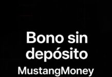 Promoción Mustang Money en iPhone, mostrando interfaz de depósitos y juego