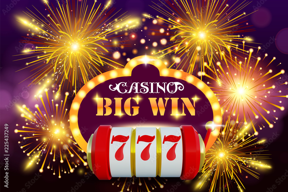 Big win 777 lottery vector casino concept with slot machine. Win ...