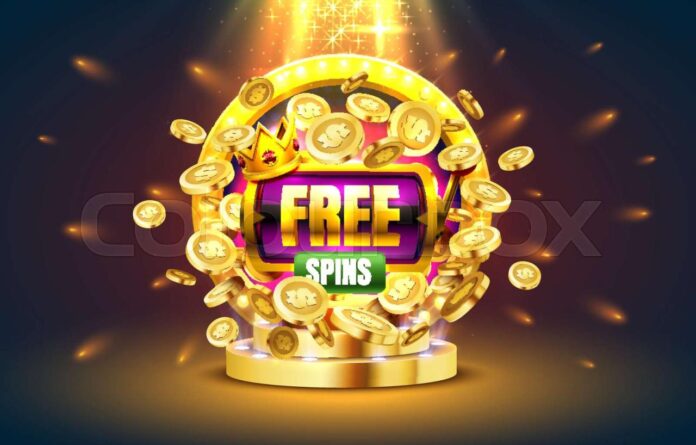 1600px_COLOURBOX47543441 Casino free spins, 777 slot sign machine. Vector | Stock vector | Colourbox