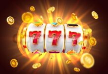 Golden slot machine wins the jackpot. 777 Big win concept. Casino ...