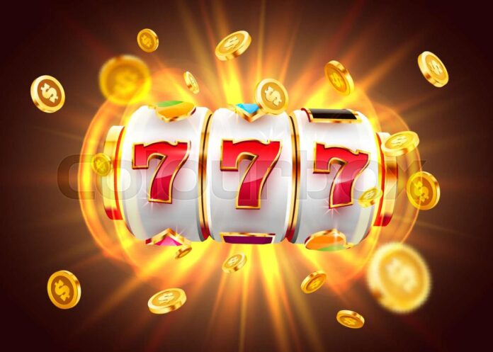1600px_COLOURBOX50065516-2 Golden slot machine wins the jackpot. 777 Big win concept. Casino ...