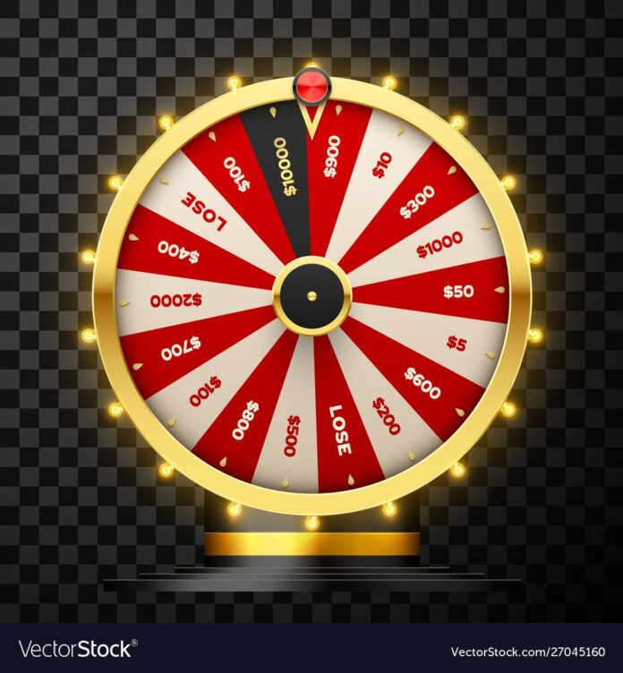 21baabfa0786e5435cdf52b99ac431e2 Casino spinning fortune wheel vector realistic illustration. Rotating ...