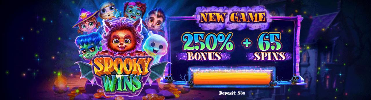 250% No Max Bonus Code + 65 FS on Spooky Wins @ 4 SpinLogic Gaming ...