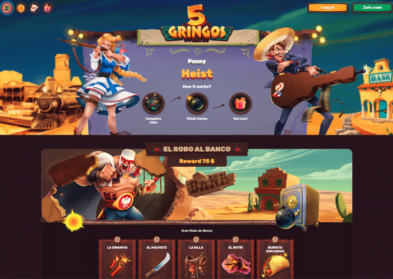5Gringos Casino Review » 100% up to 0 +100 FS