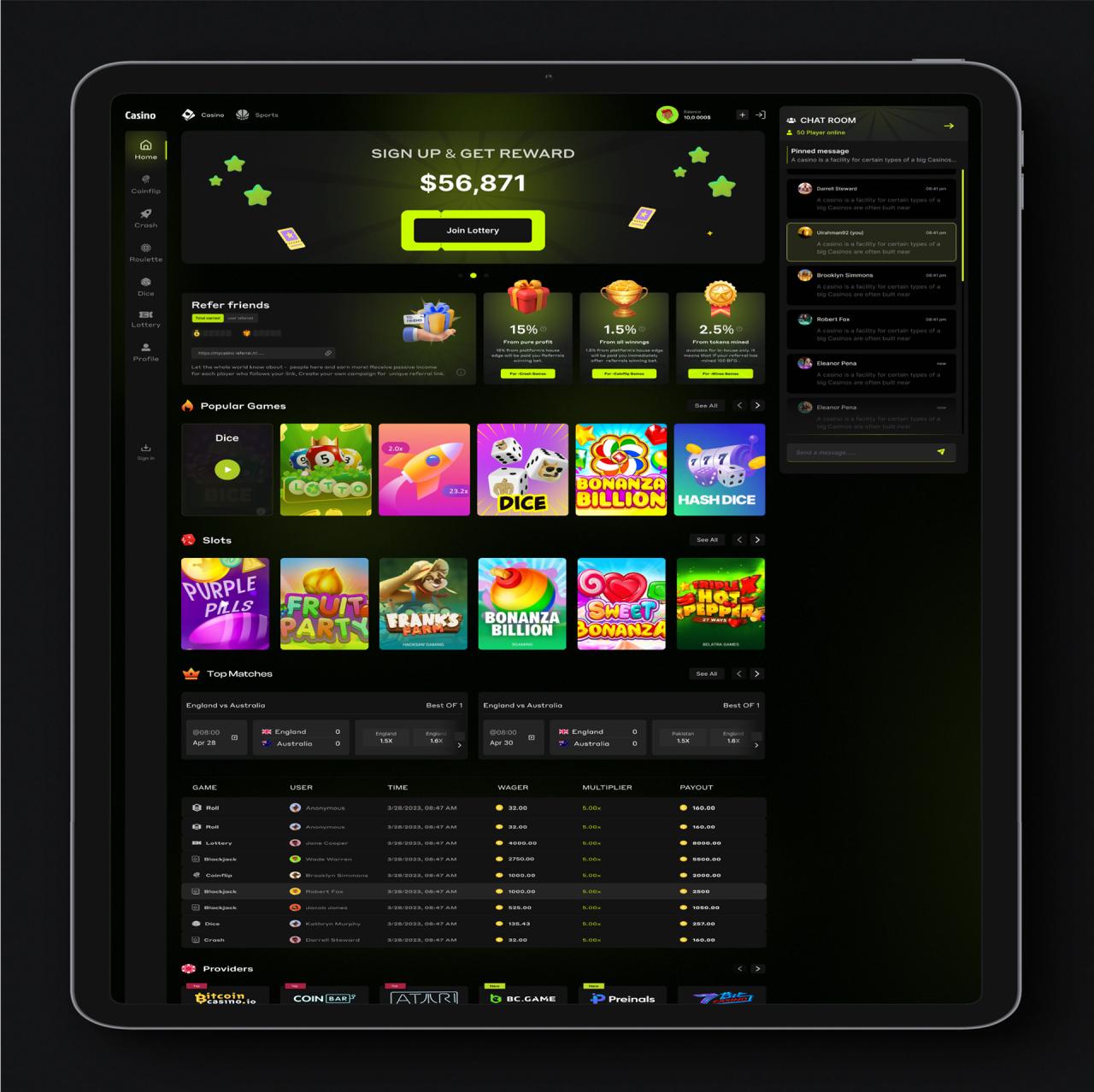 Crypto- Casino Interface (Home Page) :: Behance