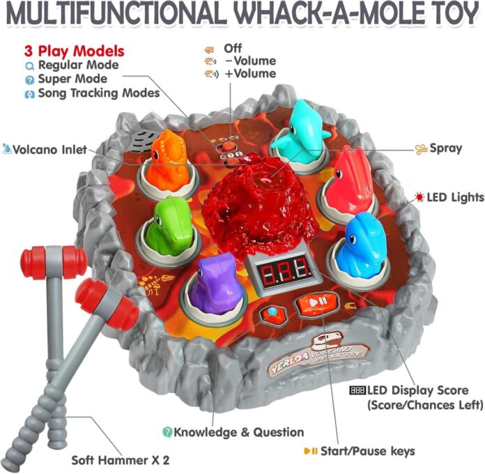 Yerloa Whack A Mole Game – Juguetes de dinosaurio para niños de 3 4 5 6 ...
