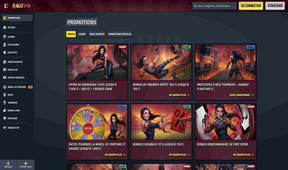 Avis sur AllySpin Casino 2026 : recevez-vous max. 100 % jusqu'à 1 500 ...