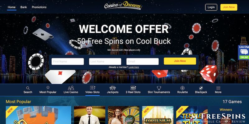 Casino of Dreams Free Spins Deposit Bonus on Cool Buck