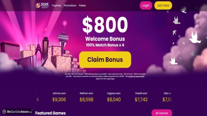 Dove Slots Casino Review. Welcome Bonus With 100 Extra spins