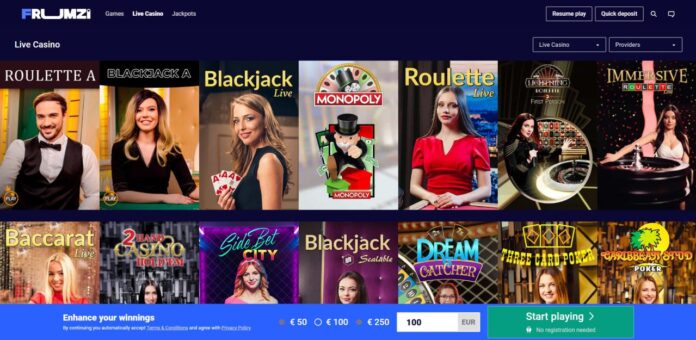 Frumzi-livecasino Frumzi Casino Review 2023 - NoAccountCasinos.io