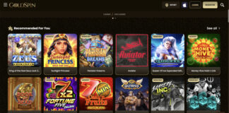 Gold Spin Casino - Erhalten Sie 100% bis zu €1000 + 50 Freispiele