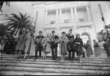 Group photo on the Casino steps during the 11th Sanremo Festival: from ...