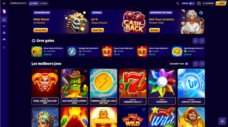 Casino SpinGranny - Profitez d'un bonus Ladder de 4 500