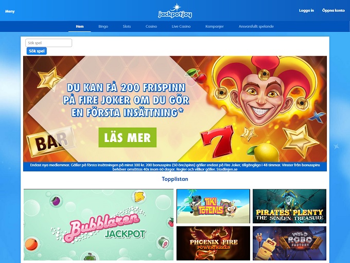 Jackpotjoy.se Online Casino Review