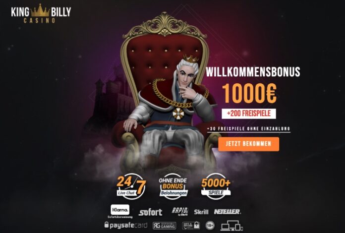 King Billy Casino Bewertung - 50 FS Bonus ohne Einzahlung