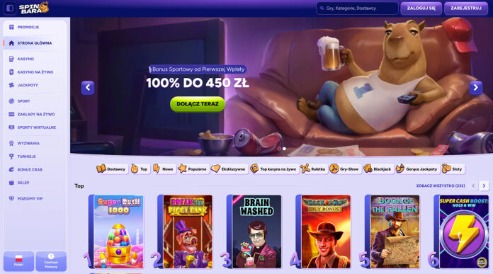 Lobby-kasyna-Spinbara Spinbara Kasyno - Zacznij od 100% do 2250 zł + 200 DS