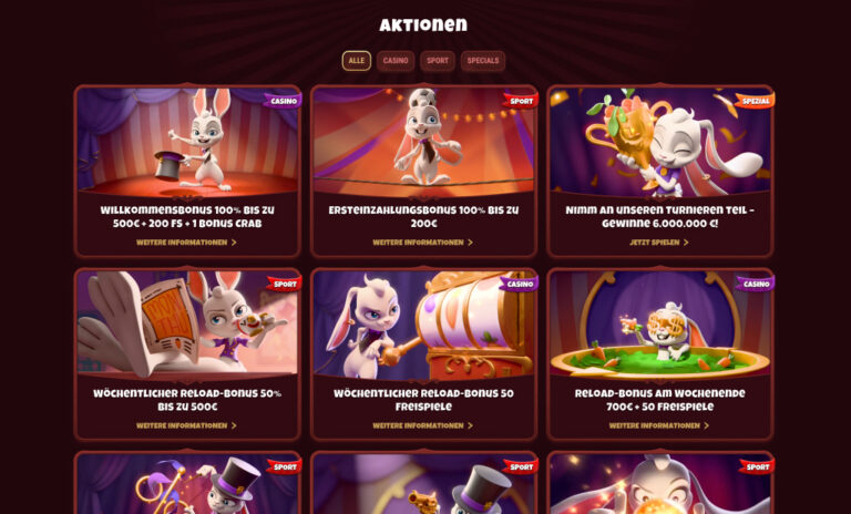 Magius Casino – Schalten Sie heute 500 € + 200 FS und eine Bonuskrabbe frei