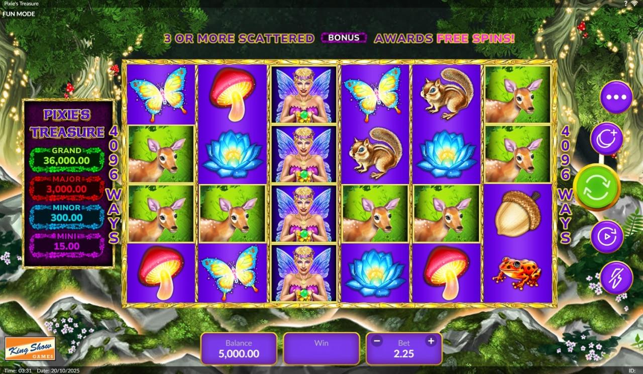 Jogar Pixie’s Treasure no modo demo 100% Grátis