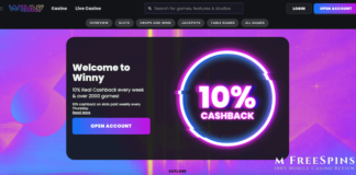 Winny Casino : 10% Cashback every week & over 2000 games!