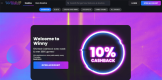 Winny casino review - Speel online met altijd 10% cashback bonus!