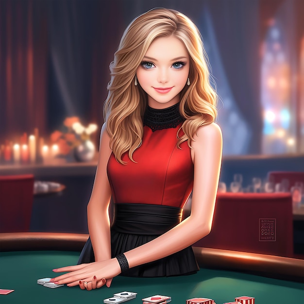 Premium AI Image | Beautiful real rich Girls Casino chips royale table ...