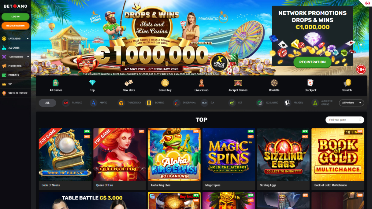 Betamo online casino Canada: login and get bonuses