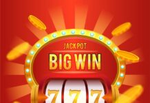 Premium Vector | Big win slot machine with flying golden crypto coins ...