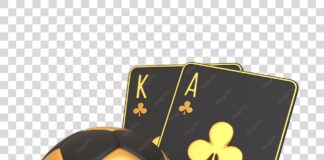Black and Gold Soccer Ball with Casino Cards 3D render illustration ...