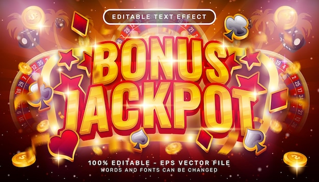 Premium Vector | Bonus jackpot 3d text effect and editable text effect