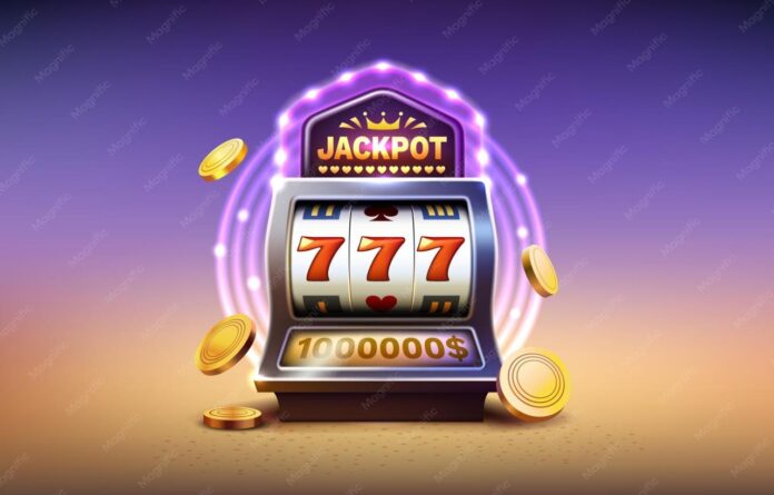 Premium Vector | Casino slots machine winner jackpot fortune of luck ...
