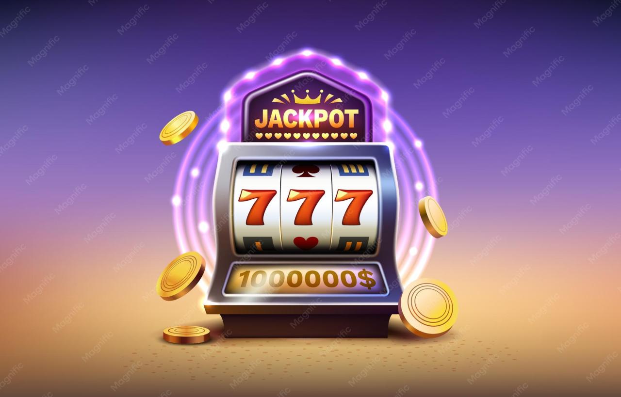 Premium Vector | Casino slots machine winner jackpot fortune of luck ...