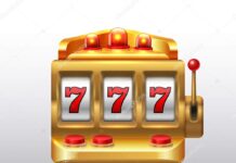 777 jackpot slot machine. Golden casino spin, isolated gambling prize ...