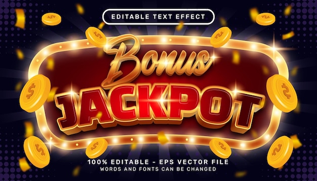 Premium Vector | Editable text effect bonus jackpot casino 3d style concept