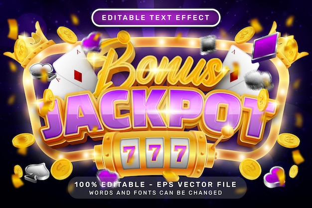 Premium Vector | Editable text effect bonus jackpot casino 3d style concept
