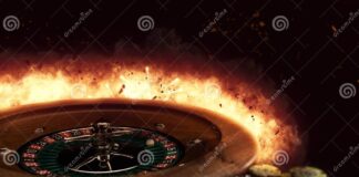 Flaming Casino Roulette Wheel Stock Image - Image of gambler, club ...