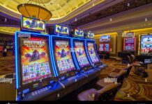 Gambling machines in Caesars Palace Hotel and Casino, Las Vegas, Nevada ...