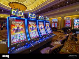 Gambling machines in Caesars Palace Hotel and Casino, Las Vegas, Nevada ...