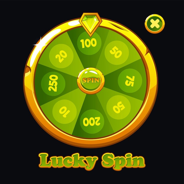 Premium Vector | Golden and green fortune wheel spin machine lucky spin ...