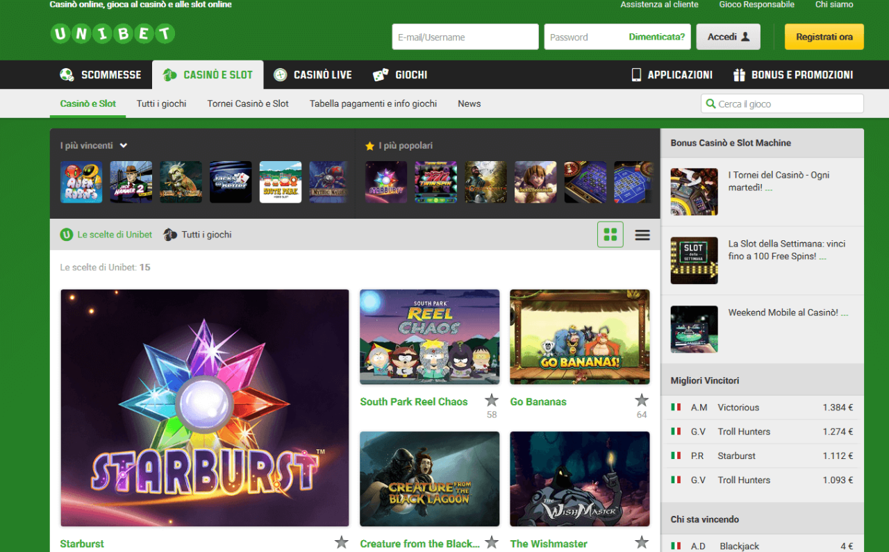 Unibet Casino - Recensione - Opinioni - Bonus - App Mobile