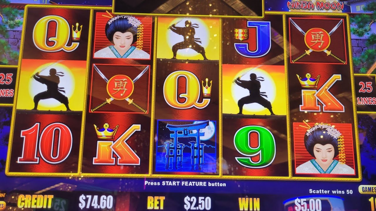Ninja moon with multiple bonuses! 10 denom .50 bet! #slots #casino # ...