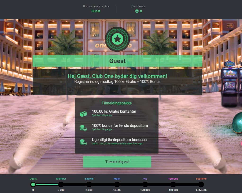 One Casino: Få 50 free spins + 100% for første indbetaling