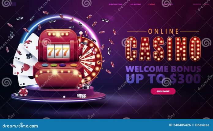 Online Casino, Welcome Bonus, Banner for Website with Button, Slot ...
