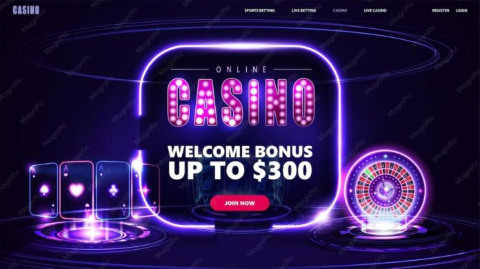 Premium Vector | Online casino welcome bonus banner for website with ...