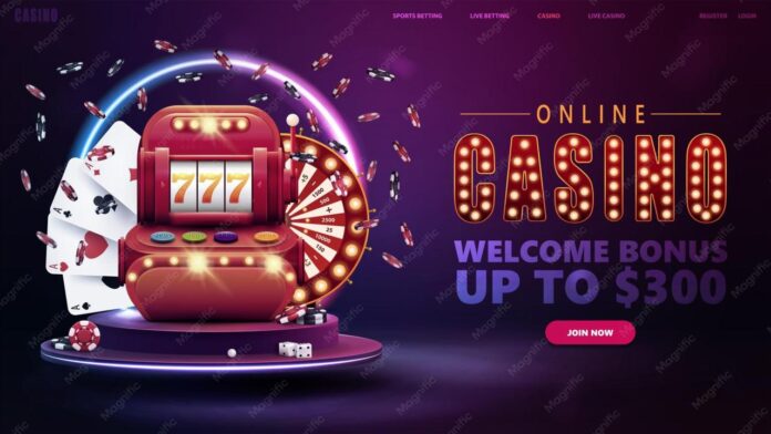 Premium Vector | Online casino welcome bonus banner for website with ...