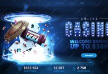 Premium Vector | Online casino welcome bonus blue banner for website ...