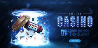 Premium Vector | Online casino welcome bonus blue banner for website ...