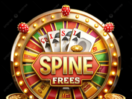 Casino Slot Machine Spin Free Bonus Round Gold Wheel With Chips ...
