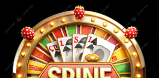 Casino Slot Machine Spin Free Bonus Round Gold Wheel With Chips ...