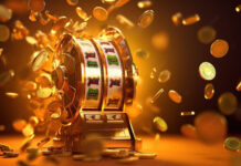 Gaming Concept Design Fly High On Gold Background With Online Casino S ...