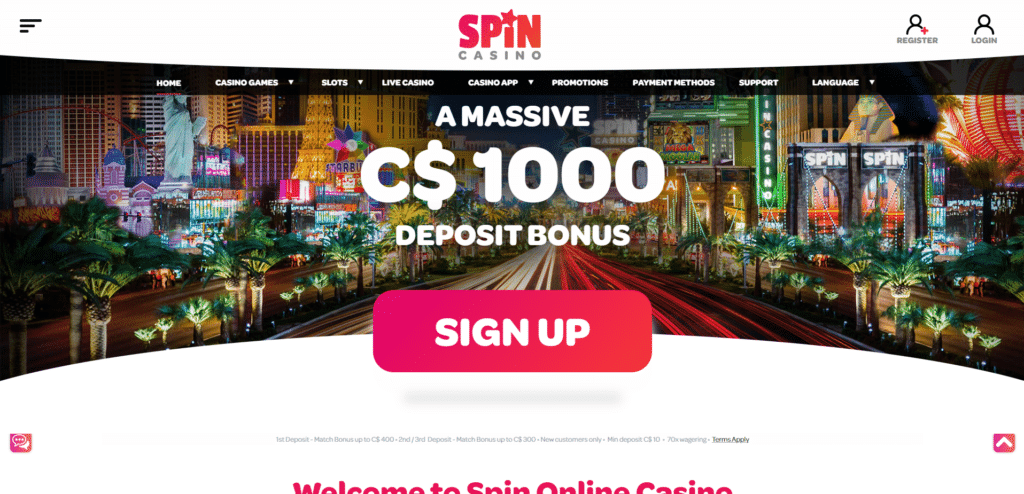 Spin Casino Canada »  for 70 Free Spins + 00 Bonus